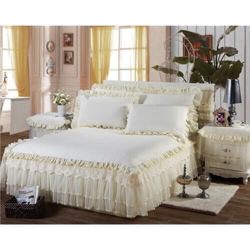 100% cotton lace Bedding Set 8 colors Bed Skirt Bedspreads Mattress Protective Cover Anti slip Bed Skirt Fitted bed and bedsprea
