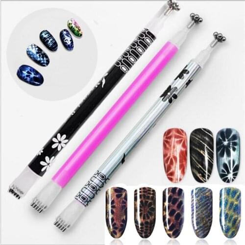 Flower Strip Pattern Cat Eye Magnetic Stick for UV Gel Dual-ended Magnet Pen Manicure Nail Art Tool