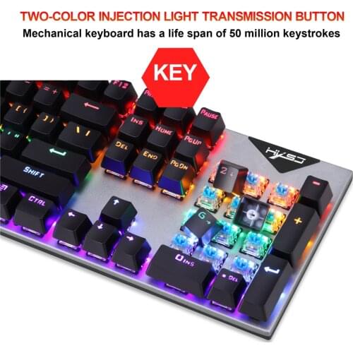 Mechanical Keyboard Wired Gaming Keyboard RGB Mix Backlit 104 Blue Switch For Game Laptop PC