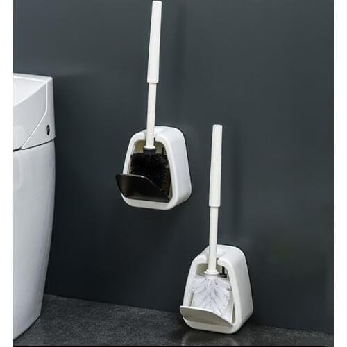 PP+PS Wall Mounted Toilet Brush Holders Automatic Opening And Closing Cleaning Toilet Brush For Bathroom Toilet Cleaning Brush