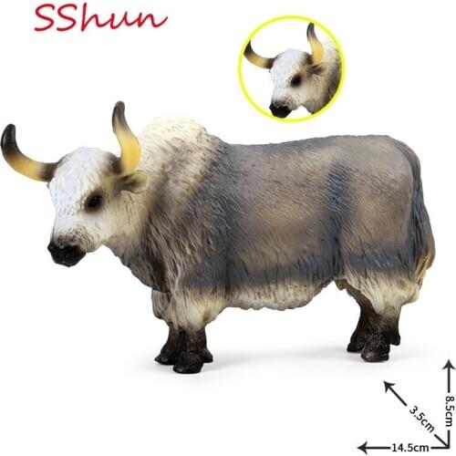 New Styles Plateau Boat Yak Tibetan Cattle Solid Simulation Wild Animal Model Hairy Cattle Poultry Model Toy Decoration