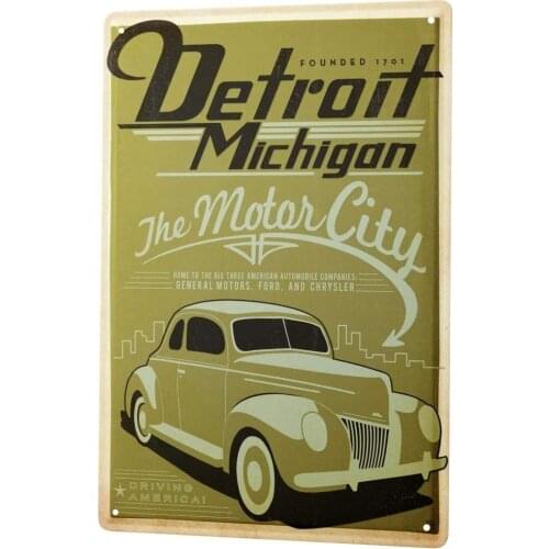 SINCE 2004 Tin Sign Metal Plate Decorative Sign Home Decor Plaques Vintage Car Decoration Detroit Michigan Automobile City