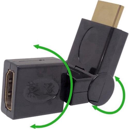 Male to HDMI-compatible Female Cable Adapter Converter Right Angle 180 Degrees Rotate Extender for 3D 1080P HDTV XBOX PS3 DVD