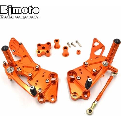 BJMOTO Motorcycle CNC Racing Adjustable Rearset Foot Pegs Rear Set For Duke390 2013-2017 Duke125 Duke200 All years Footrest