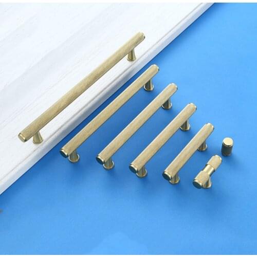 Knurling Kitchen Handles Knurled Furniture Handle Cabinet Textured Brass Wardrobe Drawer Knob Solid Gold Brass Door Accessory