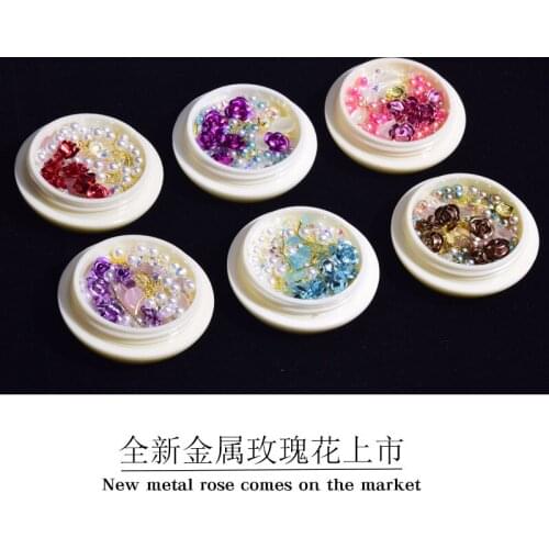 Nail Rhinestones Nail Art Deco Nail Rose Flower Mixed Decoration Opal Pearl Rivet Rhinestone Nail Jewelry Nail Decorations