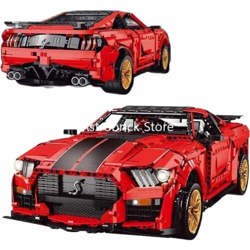 1:8 Scale Shelby GT500 Super Sport Racing Car Building Blocks Model Famous Speed Vehicle Bricks MOC Toys For Kid Gifts