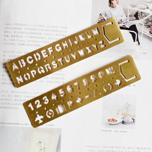 Vintage Brass Metal Multifunctional Bookmark Stencil Ruler DIY Tool Travelers Notebook Diary Planner Accessories Stationery