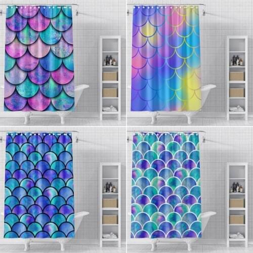 Mermaid Scale Shower Curtain Bathroom Waterproof Polyester Shower Curtain Printing Curtains for Bathroom Shower with Hooks