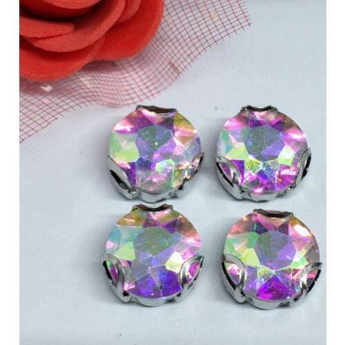 The Stone Flower Crystal AB Crystal Glass Sewing Rhinestones with D Shape Claw DIY Jeans Woman and Wedding Dresses