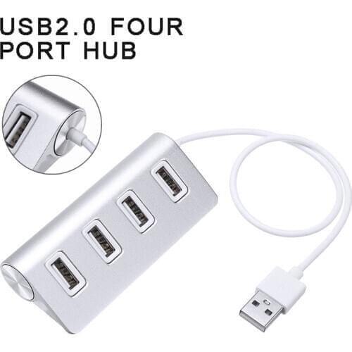 Pohiks 1pc Durable Aluminum Alloy 4 Ports USB 2.0 Hub 480Mbps High Speed Multiple USB Splitter Cable Adapter For PC Laptop