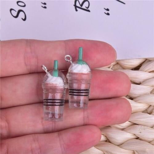10pcs/pack Frappuccino Cup Drink Resin Charms Pendant for DIY Earring Keychain Bracelet Jewelry Making