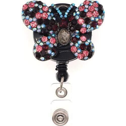 100pcs/lot Lovely Enamel Butterfly Nurse Retractable Badge Reel Pull ID Card Badge Holder Belt Clip Hospital School