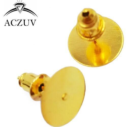 1000pcs Gold Plated 4mm 6mm 8mm 10mm Glue Pad for Stud Earrings Earring Posts with Stoppers Bullet Backs Findings EDT004
