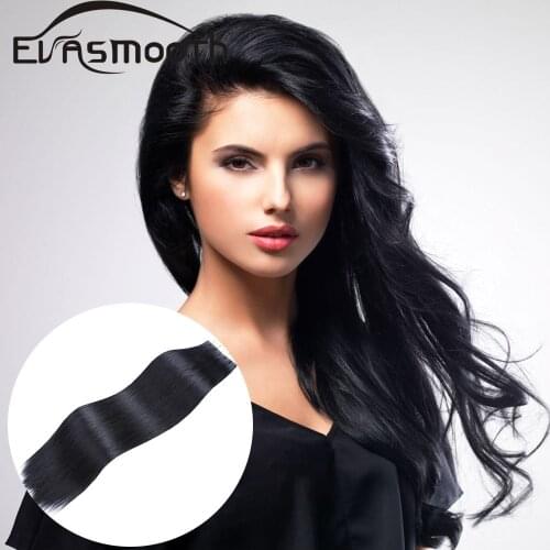 12inches Blue Tape in Human Hair Extension 1# 20Pcs Straight Skin Weft Natural Hair Adhesive Tape Hair Extensions