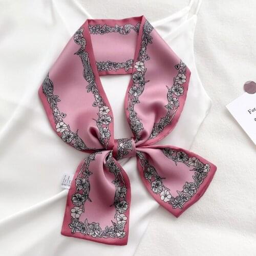 2021 Silk Scarf Fashion Print Neck scarf Women Headscarf Kerchief Female Bandana Shawl Scarves Office Hijab Bag Dress Foulard