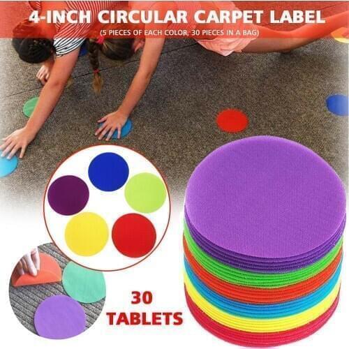30Pcs 4'' Round Carpet Markers Floor Spot Sit Classroom Sport Teaching Tools for Preschool Kindergarten