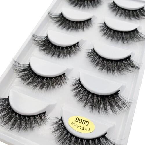 5 Pairs Multipack 3D Mink Lashes False Eyelashes Handmade Wispy Fluffy Long Lashes Natural Eye Makeup Tools Eye Lashes G800 G806