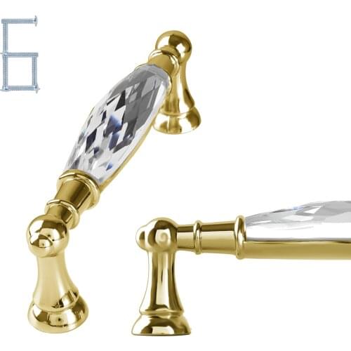 6pcs 3.50'' 5.00'' Crystal Handles For Furniture Knobs Drawer Wardrobe Cabinet Kitchen Pull Handle Home Decoration