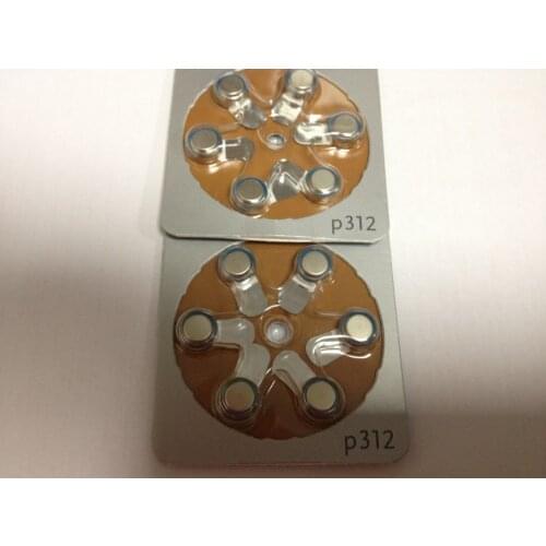 60pcs/lot (10 pack ) A 312 P312 312 PR41 zinc air button battery for Hearing aid best quality