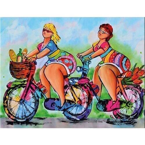 5D Diy Diamond Painting Cross Stitch Diamond Embroidery Woman Bike Picture Round Drill Diamond Mosaic Pattern Home Decor Gift