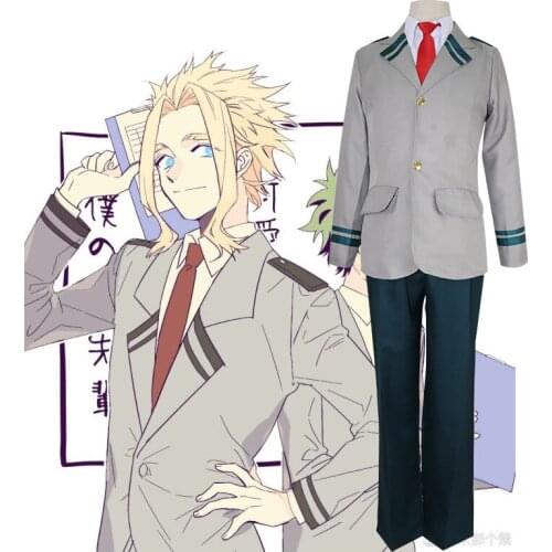 Anime Cosplay Todoroki Shouto My Hero Academia Costume School Uniform Midoriya Izuku Halloween Grey Suits For Man/Woman