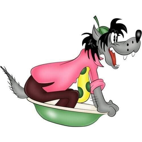 Car Stickers Wolf Waiting To See Russian Cartoon Car Stickers Funny PVC Car Decoration Decal Cover Scratches, 17cm*13cm