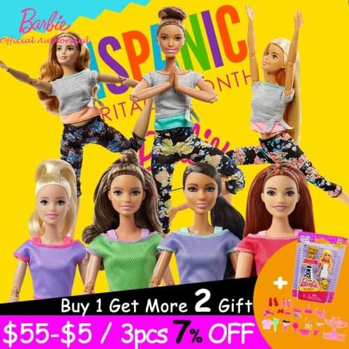 Barbie Authorize Brand 7 Style Fashion Dolls Yoga 22 Joints Model Kid Toy For Little Girl Birthday Gift Princess Boneca FTG80