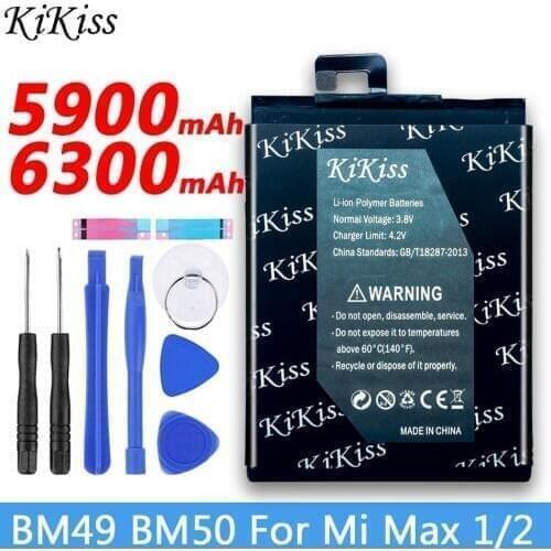 Free tool KiKiss Battery BM49 BM50 For Xiaomi Mi Max 1 / Mi Max 2 Mobile Phone Battery For Xiao Mi Max 1/2