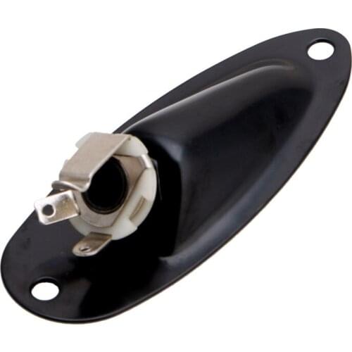 Black Boat Input Output Jack Plate Socket With Screws for fender Strat Guitar D5QD