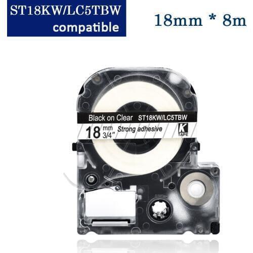 CIDY 30pcs 18MM black on clear EPSON label ST18KW/LC-5TBW9 tape for kingjim label machine LW300 LW400 LW-700 LW-800