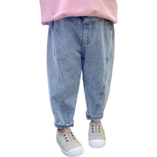 Kids Jeans Solid Color Baby Jeans For Girls Casual Children Trousers Denim Boys Clothes Loose Straight Soft Toddler Girl Clothes
