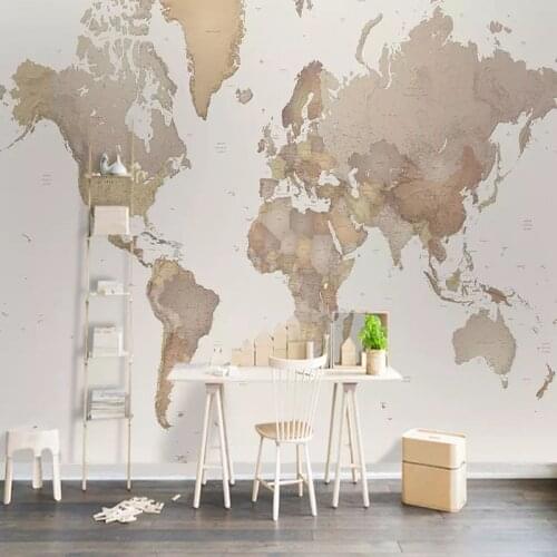 Photo Wallpapers European Style Simple Nostalgia World Map Mural Painting For Living Room Sofa Background Home Decor Wall Cloth