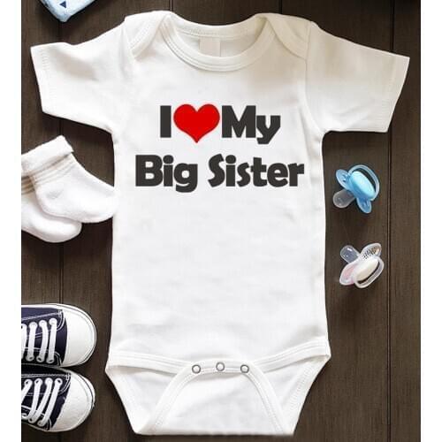 I Love My Big Sister Printed Infant Baby Romper Newborn Kids Toddler Jumpsuit Round Cotton Boy Girl Soft Bodysuit 0-24M 5008