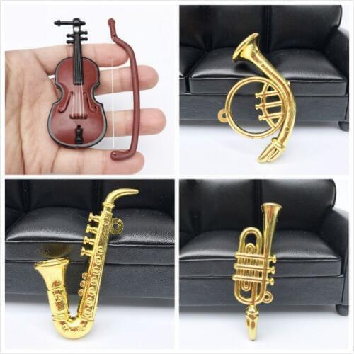 G08-X119 children baby gift Toy 1:12 Dollhouse mini Furniture Miniature rement Violin Saxophone 1pcs
