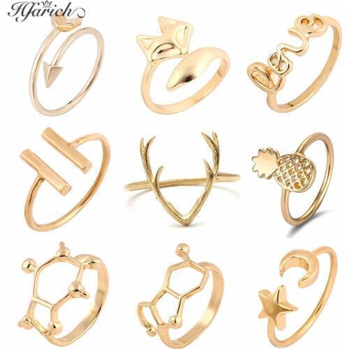 Hfarich Vintage Arrow Rings For Women Statement Finger Jewelry Pineapple Fox Ring Friendship Gift 2021