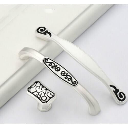 JD Door Knob Drawer Furniture Handle Hardware Silver Black Cabinet Modern Zinc Alloy 96mm