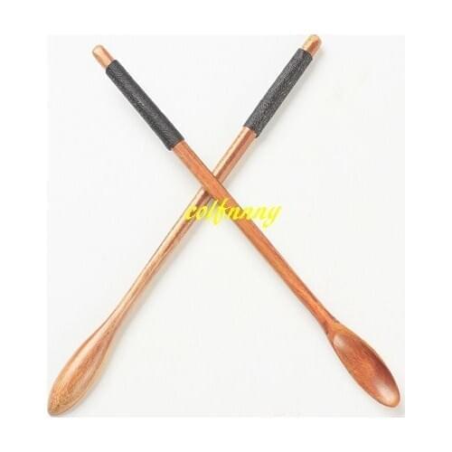 100pcs/lot 21*1.5cm Long Handle Wooden Spoon Japanese Style yarn Coffee Tea Dessert Spoon Natural Wood Honey spoons dipper