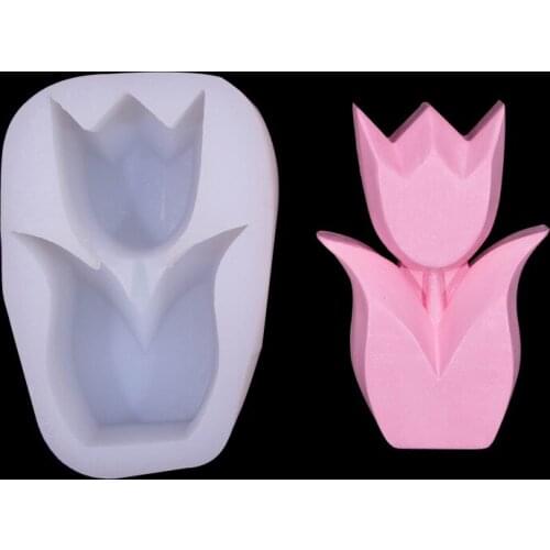 Cute Tulip Scented Candle Silicone Mold Flower Shape Diy Plaster Craft Mould Soap Making Handmade Home Decoration Ornaments