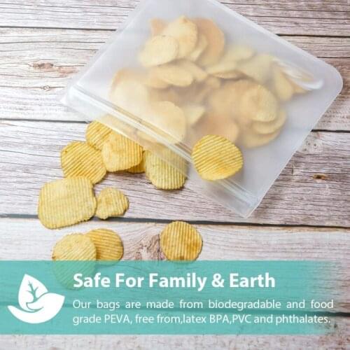 1 PCS Reusable PEVA Sandwich Bag Silicone Food Storage Bag Refrigerated Bag Freezer Seal Zipper Vacuum Fresh Bag Kitchen Storage