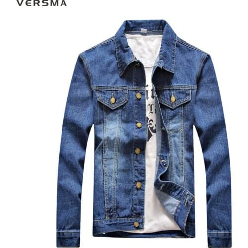 VERSMA 2017 Slim Fit Denim Jacket Men Women Cotton Camisa Chemise Mens Denim Shirt Men British Style Long Sleeve Brand-clothing