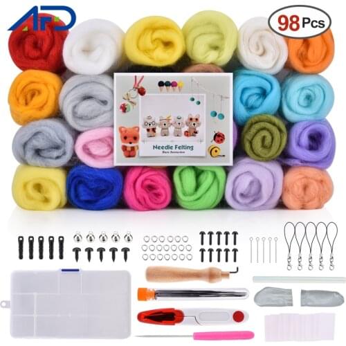 24/30 Colors Needle Felting Kit Wool Felting Wool Fabric Tool Kit Sewing Wool Materials Accessories for Doll Making