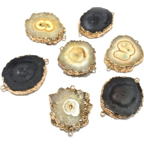 Natural stone crystal pendant irregular shape Double hole connector for Jewelry Making DIY Necklace Accessories Size 35x45mm