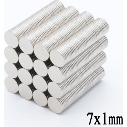 500 piece 7mm x 1mm neodymium magnet mini small disc magnetic material NdFeB magnet magnet magnetic strong magnetic 7X1mm