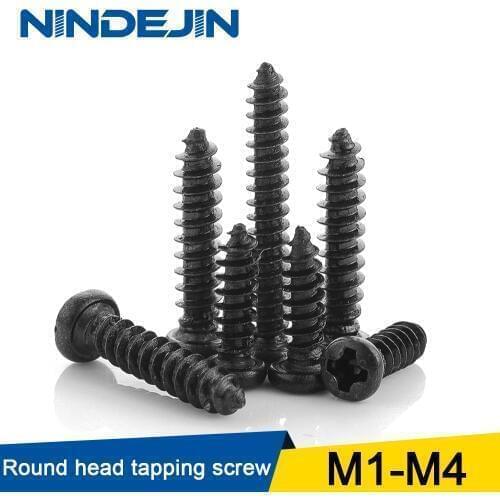 50/100pcs Cross Round Head Phillips Self-tapping Screw M1 M1.2 M1.4 M1.5 M1.7 M2 M2.3 M2.6 M3 M3.5 M4 Carbon Steel Wood Screw