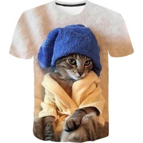 New Fashion Cute Black White Cat Cool Summer Men And Women T Shirt 3D Printing Short Sleeve Hip Hop Casual Streetwear Clothing