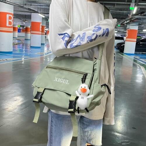 New Waterproof Nylon Ladies Shoulder Bag Large Capacity Solid Color Men Travel Bag Unisex College School Bag Casual Backpack