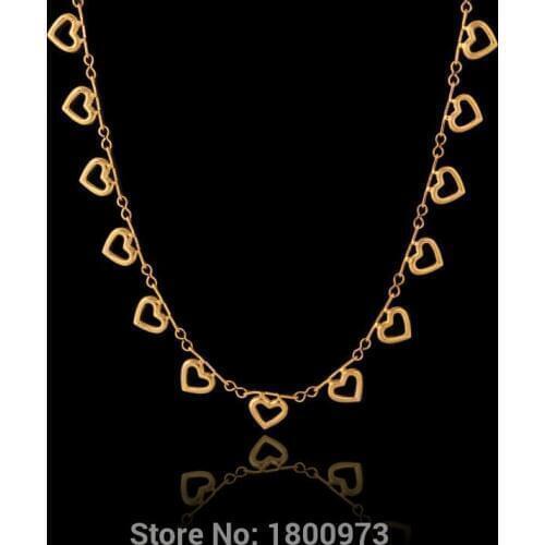 New Trendy Cute Heart Charms Necklaces Jewelry For Women Girls Gift Gold Color Link Chain Collares Necklaces Wholesale