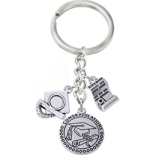 New Design Various Graduation Label Pendants DIY Key Rings Metal Dr. cap diploma charm Key Chains dropship