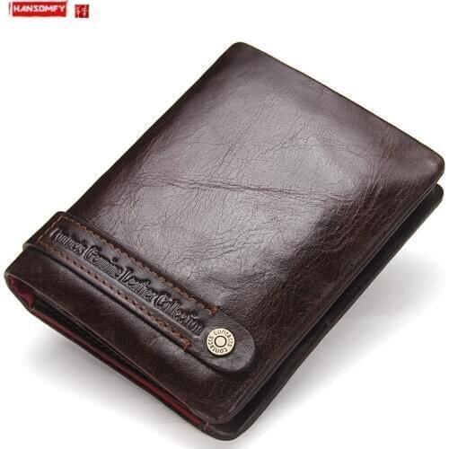 New Casual Soft Leather Small Purse Mens Wallet Multi-function Fashion Trendy Male Card Holder Short Wallets Leather Men Bag